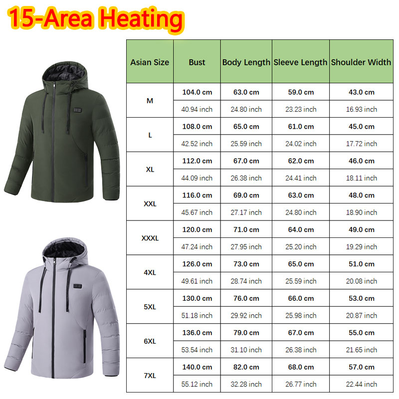 15 Area Heated Winter Hooded J - Outdoor Sport Jacket recension och pris